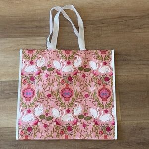 Swan floral print tote bag